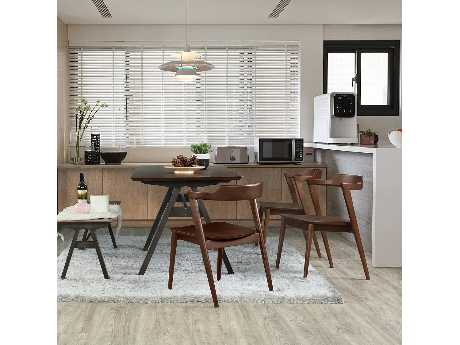 Pack 2 chaises Venus, Couleur Noyer, Bois Massif, 58 cm x 57,5 cm x 76 cm