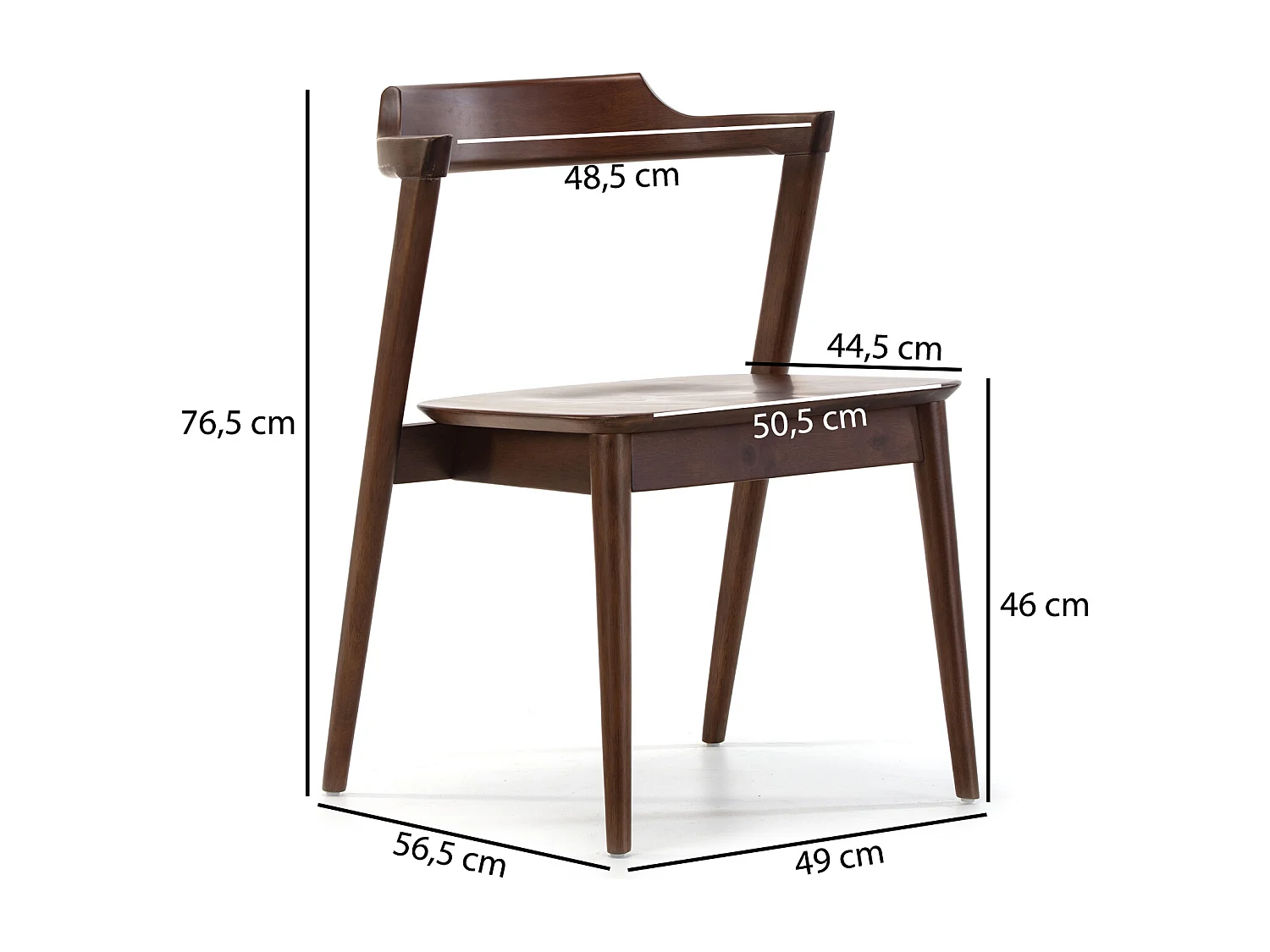 Pack 2 chaises Venus, Couleur Noyer, Bois Massif, 58 cm x 57,5 cm x 76 cm