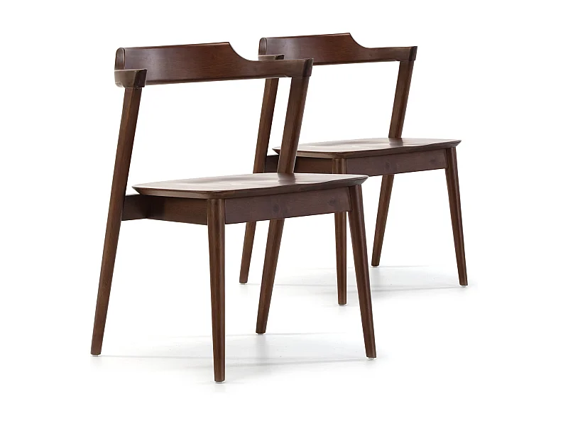 Set van 2 Venus stoelen in walnootkleur, massief hout, 58 x 57,5 x 76 cm