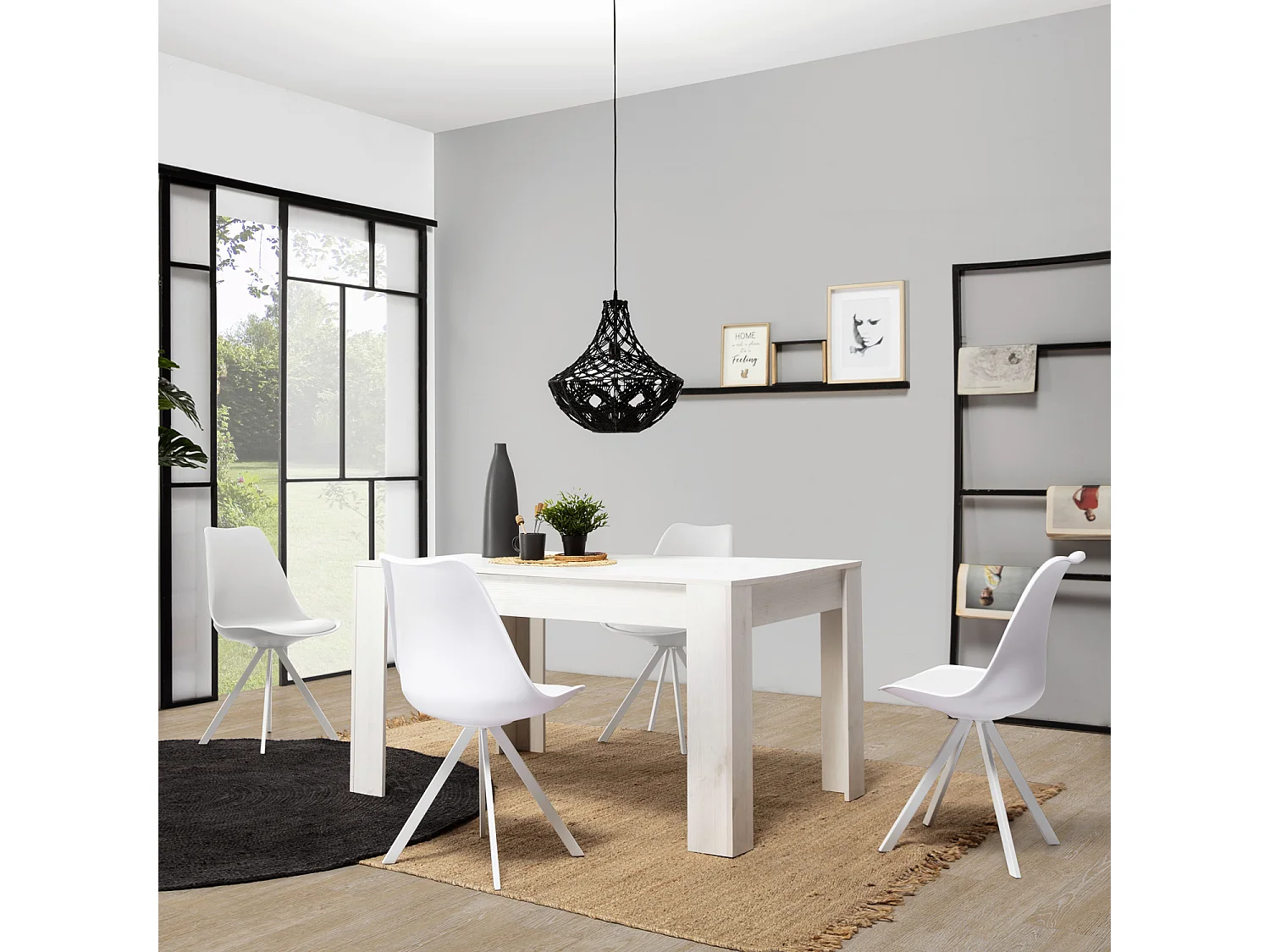 Set van 2 eetkamerstoelen Cross Nordic Style Wit, 54 x 49 x 84 cm