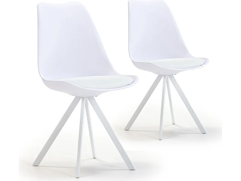 Set di 2 sedie da pranzo Cross stile nordico bianca, 54 x 49 x 84 cm