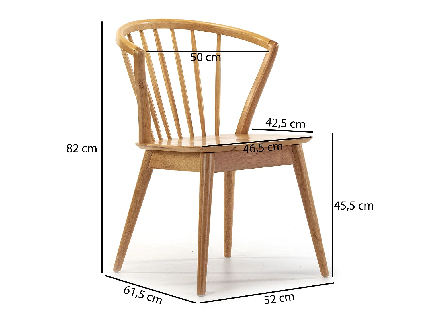 Set van 2 stoelen Mura Kleur Eiken, Massief Hout, 55 x 58,5 x 84 cm