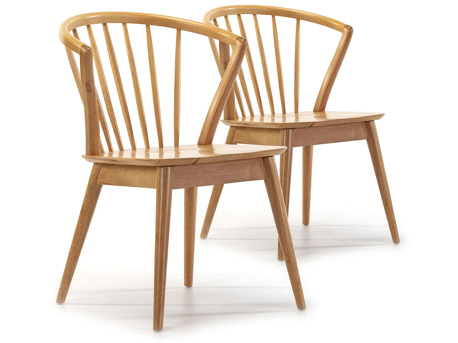 Pack 2 sillas Mura Color Roble, Madera Maciza, 55 x 58,5 x 84 cm