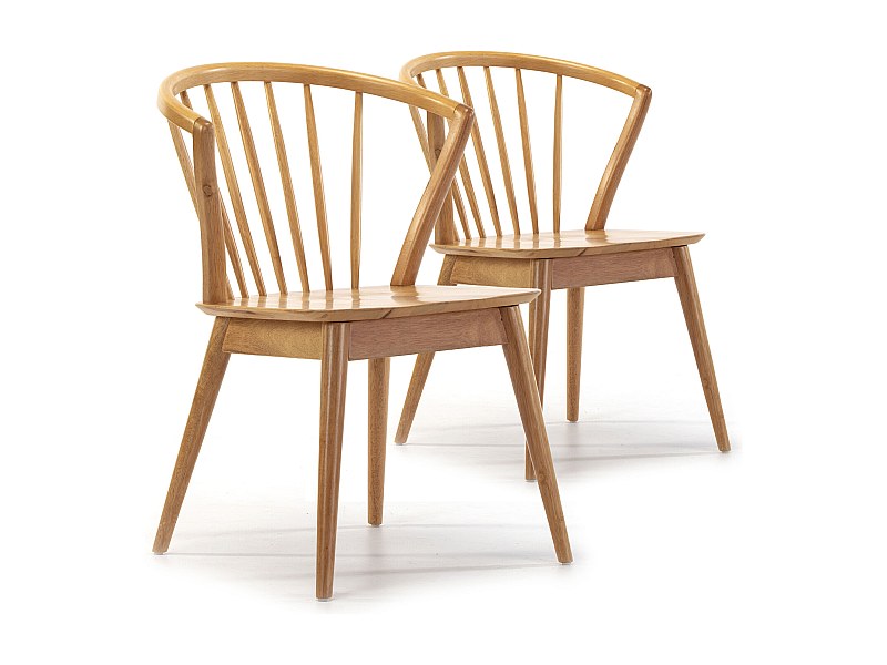 Pack 2 sillas Mura Color Roble, Madera Maciza, 55 x 58,5 x 84 cm