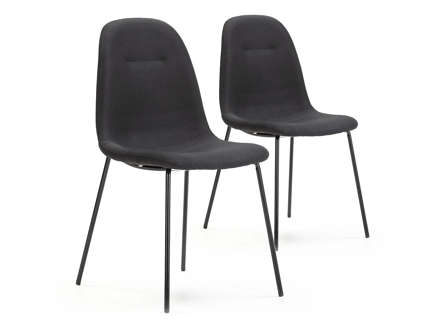 Pack 2 chaises Salle à Manger Brenda tapissées Noir, 44 cm x 54 cm x 85 cm