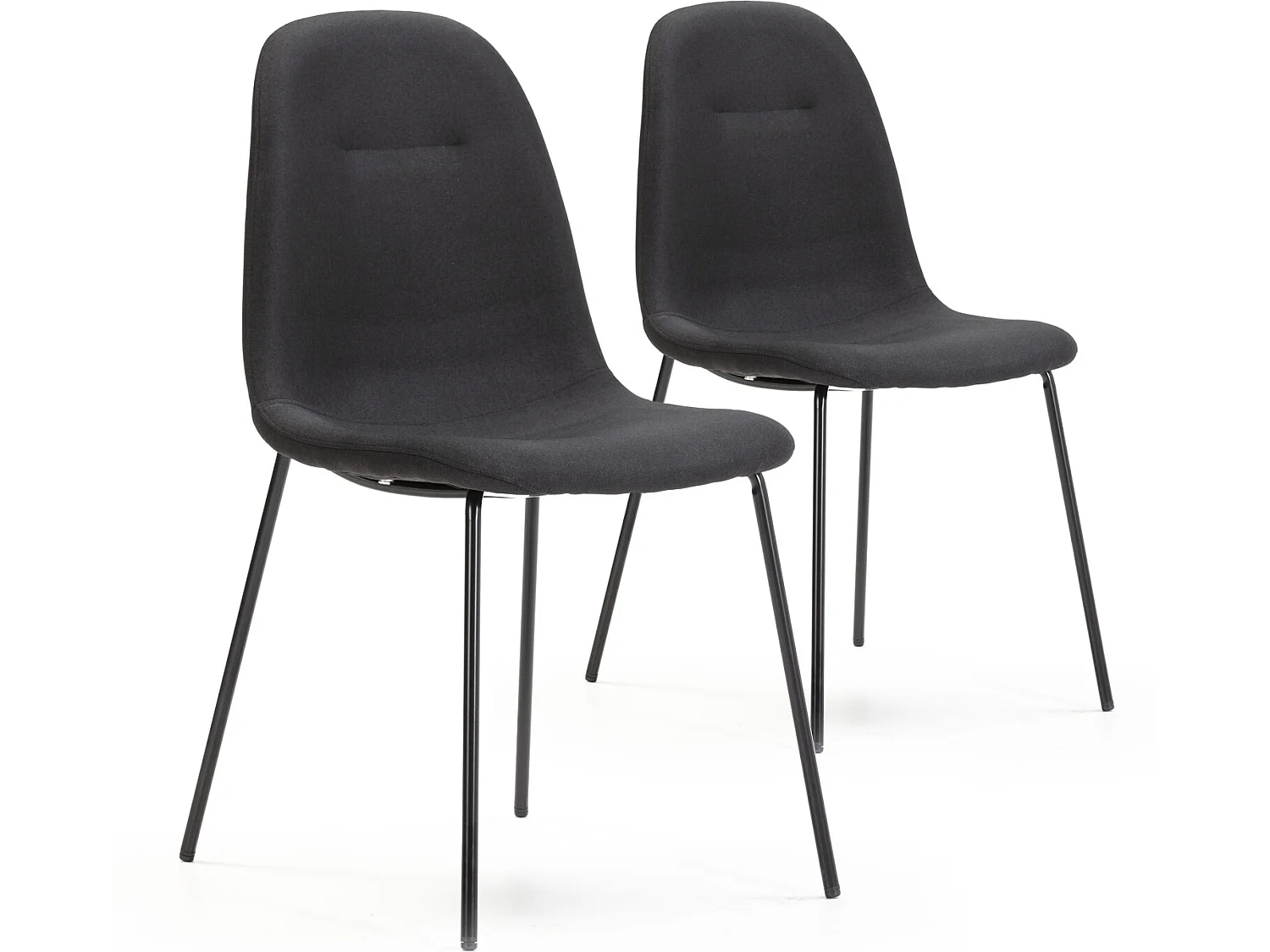 Pack 2 chaises Salle à Manger Brenda tapissées Noir, 44 cm x 54 cm x 85 cm