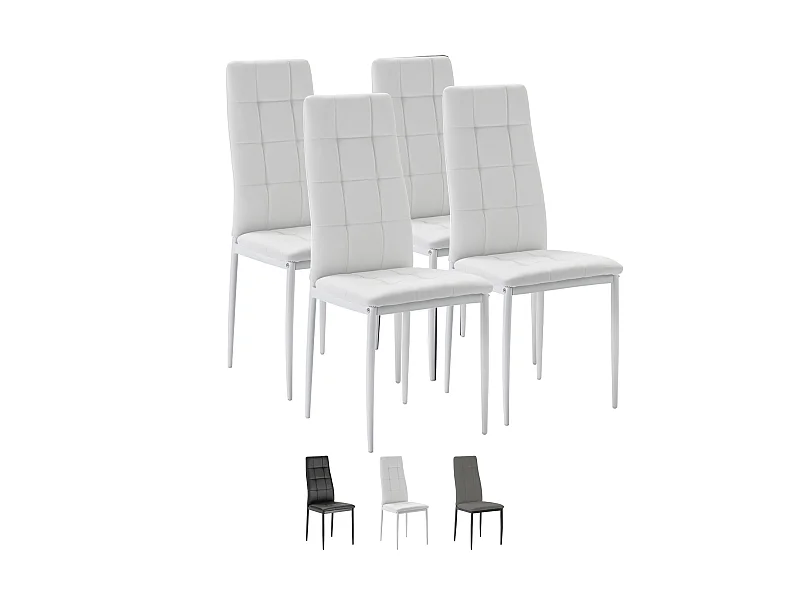 Zestaw 4 krzeseł do salonu Chelsea tapicerowanych na biało, 42 cm x 51 cm x 97 cm.