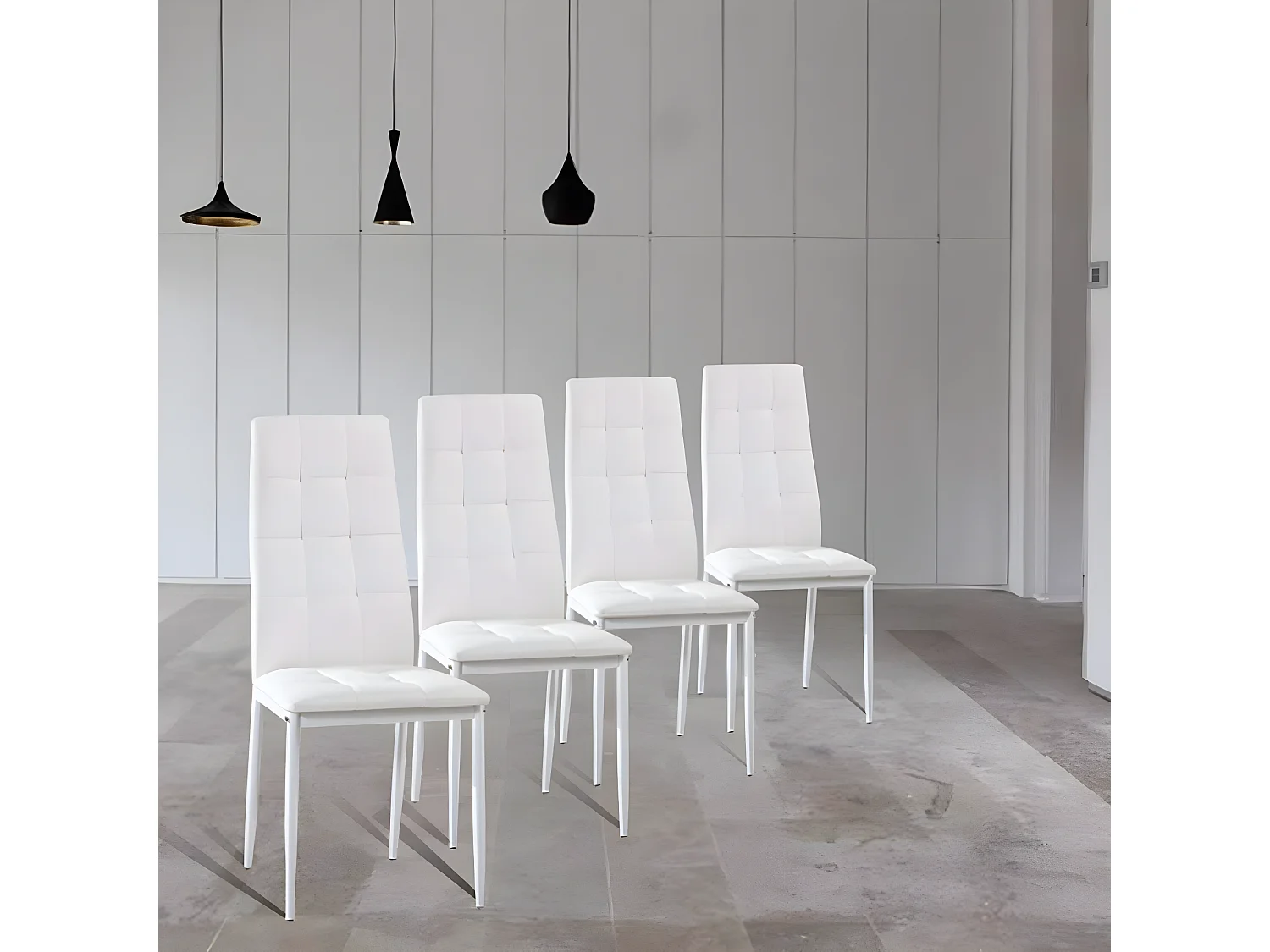 Set de 4 sillas Comedor Chelsea tapizadas Blanco, 42 x 51 x x 97 cm
