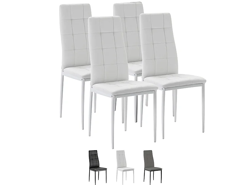 Set de 4 sillas Comedor Chelsea tapizadas Blanco, 42 x 51 x x 97 cm