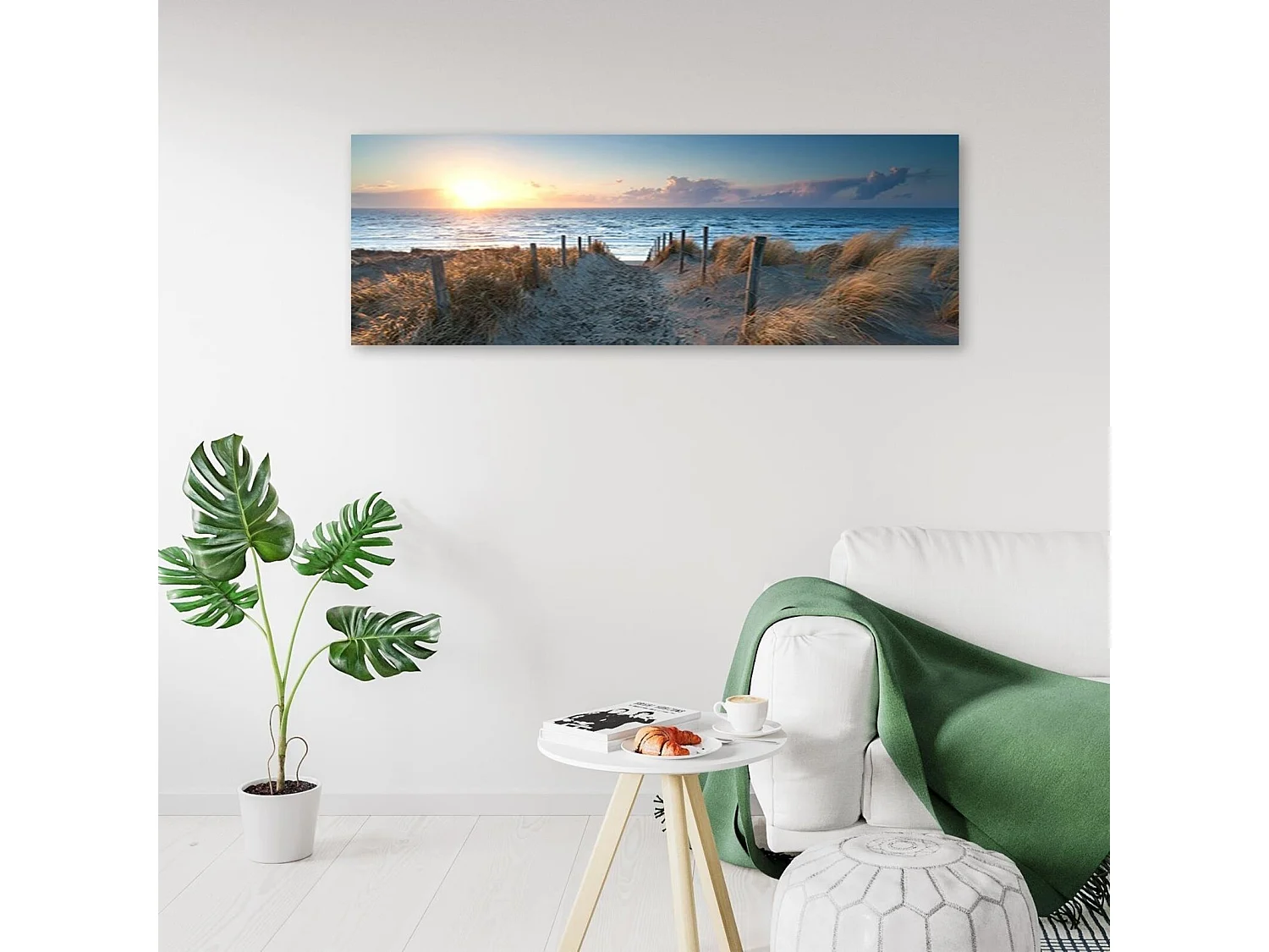 Tableau coucher de soleil sur la mer 3 - 120 x 40 cm