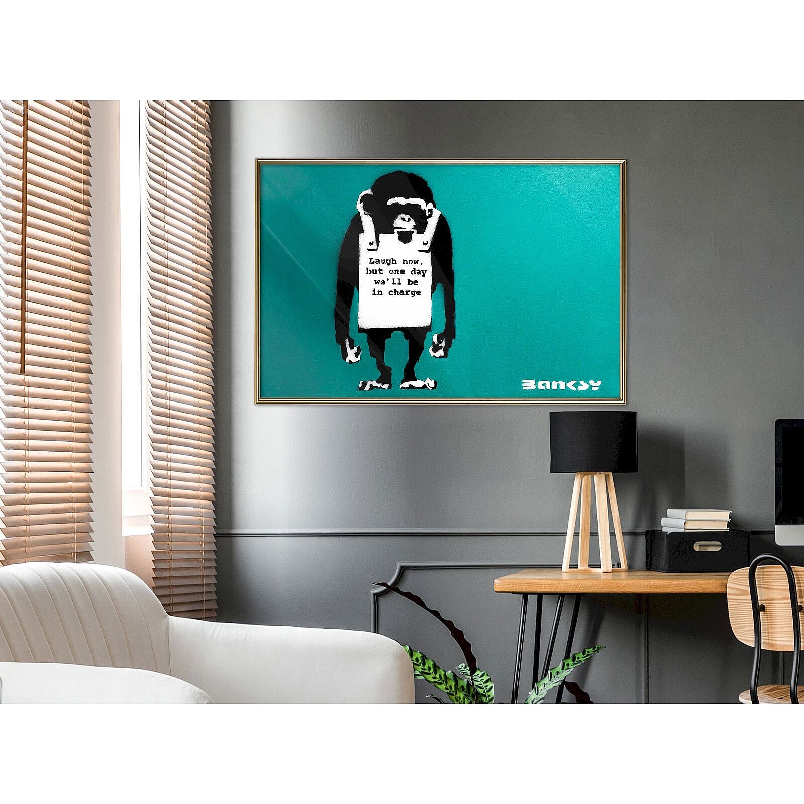 Tableau Banksy Sous La Pluie Street Art | Le Monde Des Tableaux