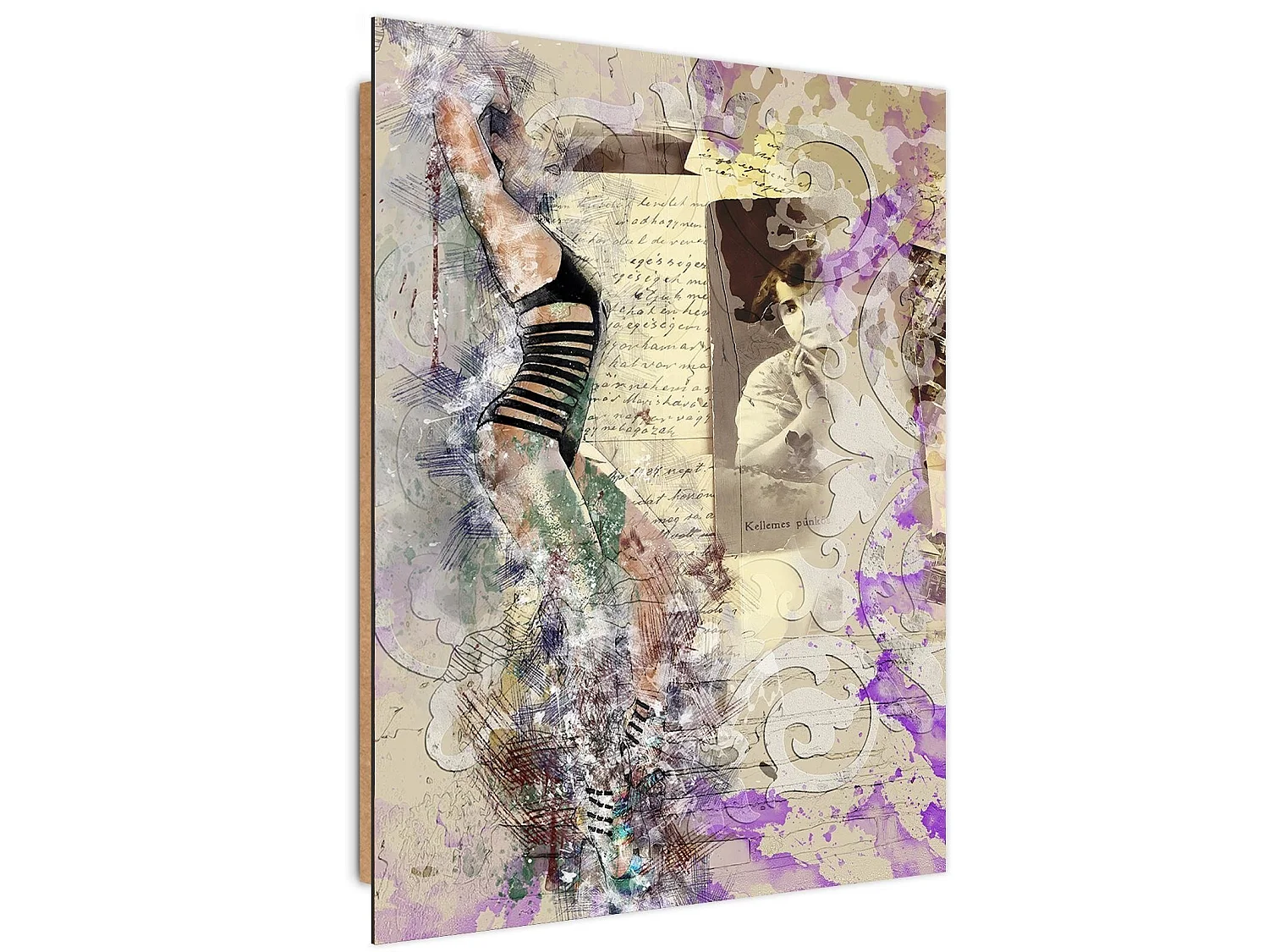 Tableau bois Femme en maillot de bain abstraction - 60 x 90 cm