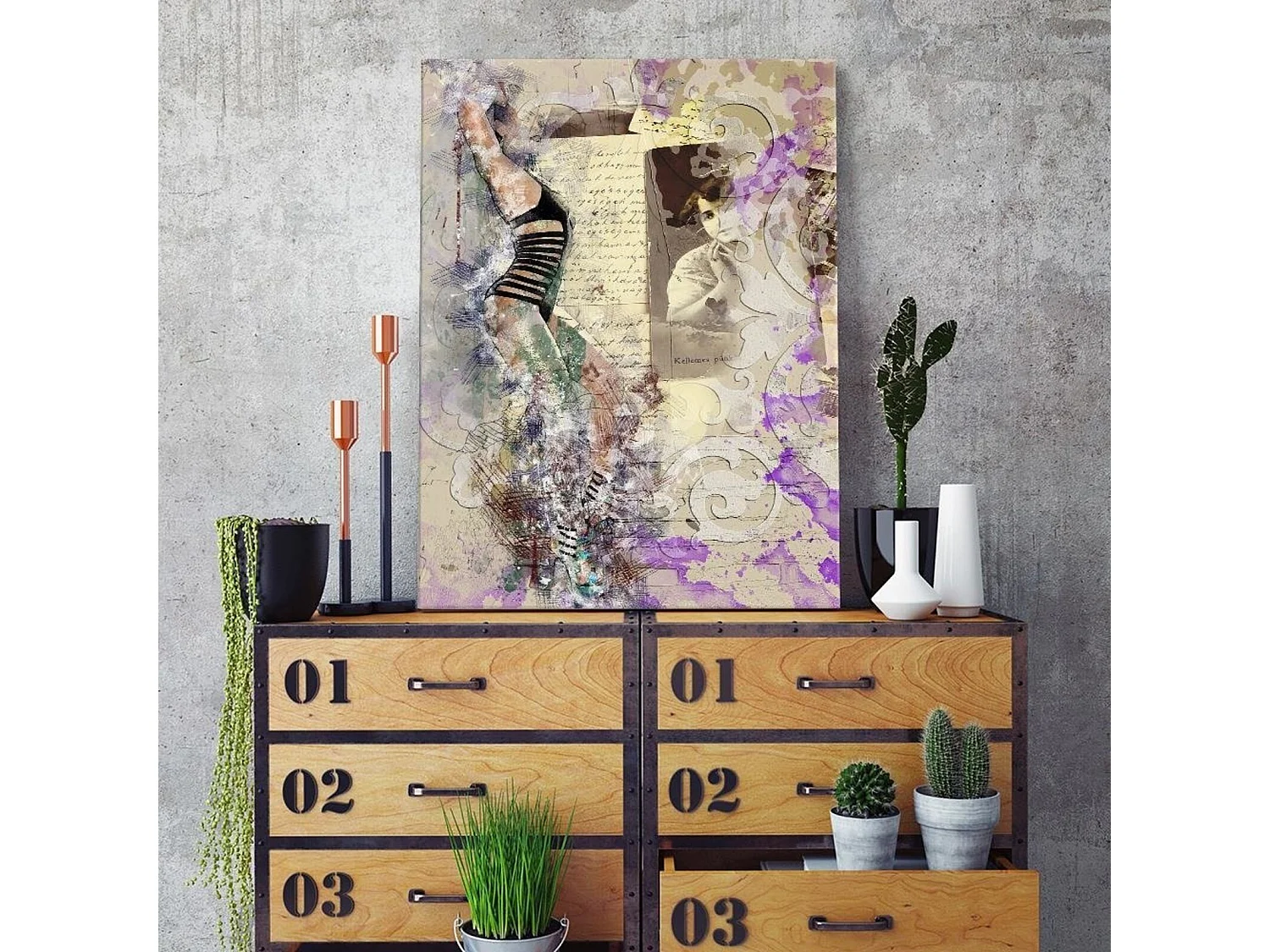 Tableau bois Femme en maillot de bain abstraction - 60 x 90 cm