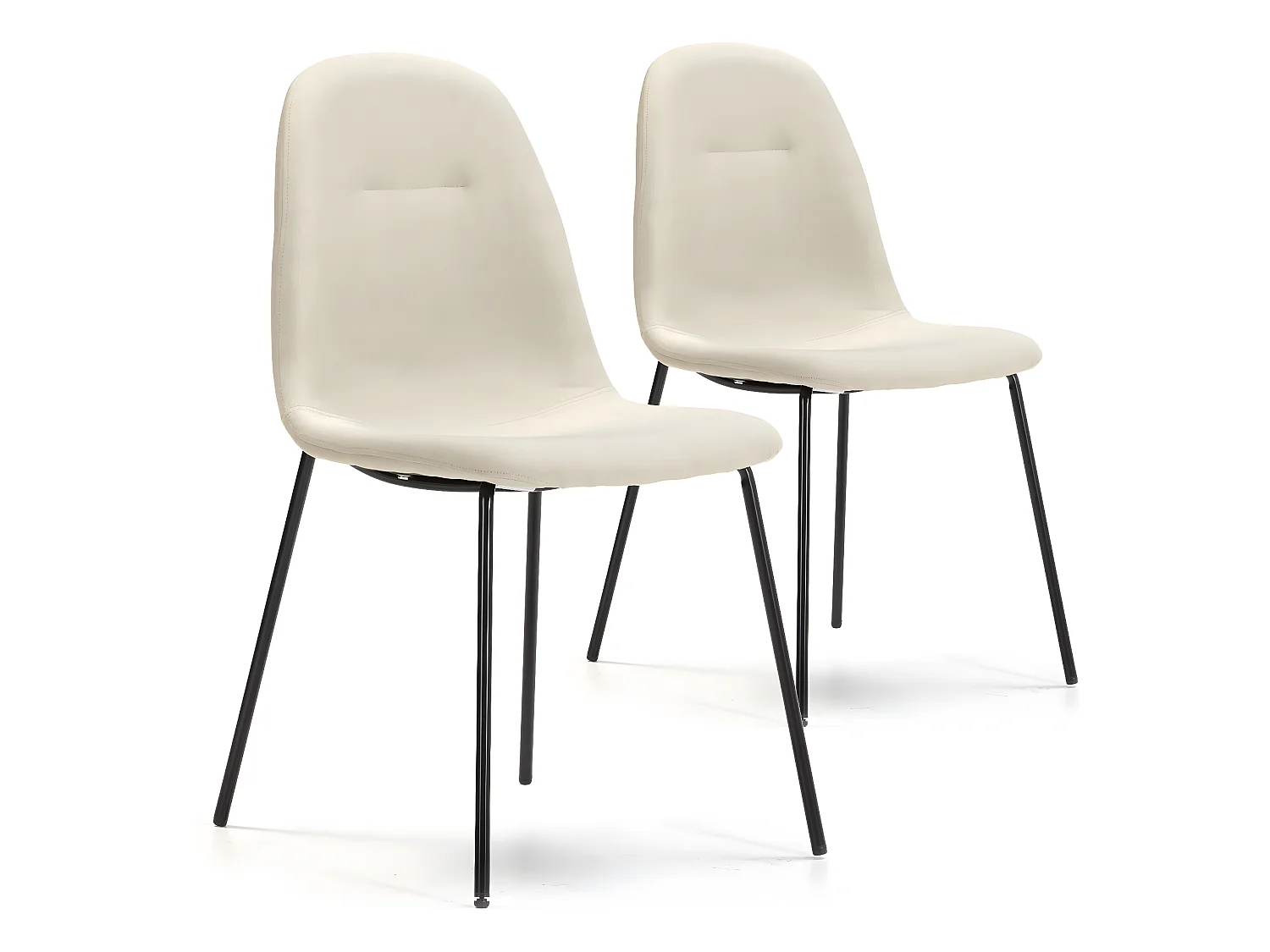 Pack 2 chaises Salle à Manger Brenda tapissées Beige, 44 cm x 54 cm x 85 cm