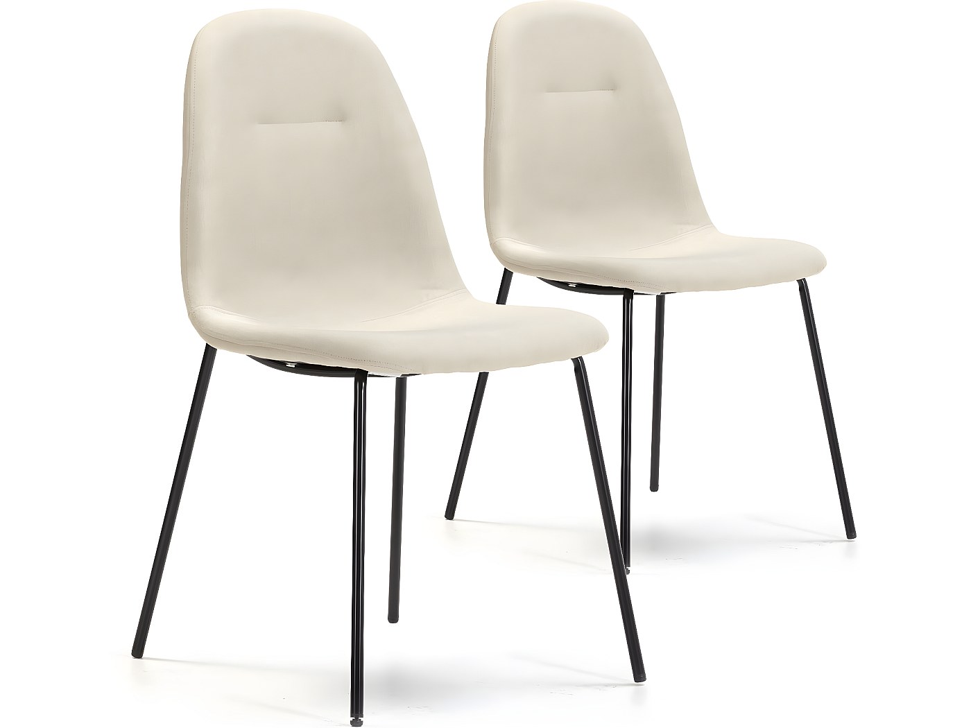 Tectake® - Eetkamerstoel Marilyn - Koordlook - Gestoffeerd - Set Van 2 - Creme/goud