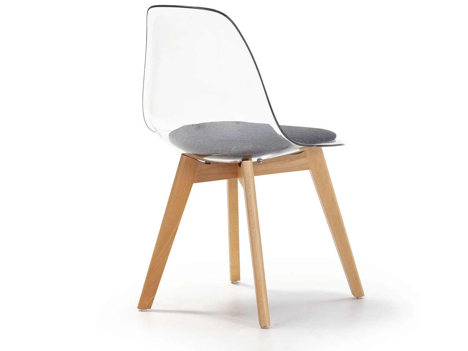 Pack 2 chaises Salle à Manger Transparentes Bruno, Coussin, 54 cm x 49 cm x 84 cm