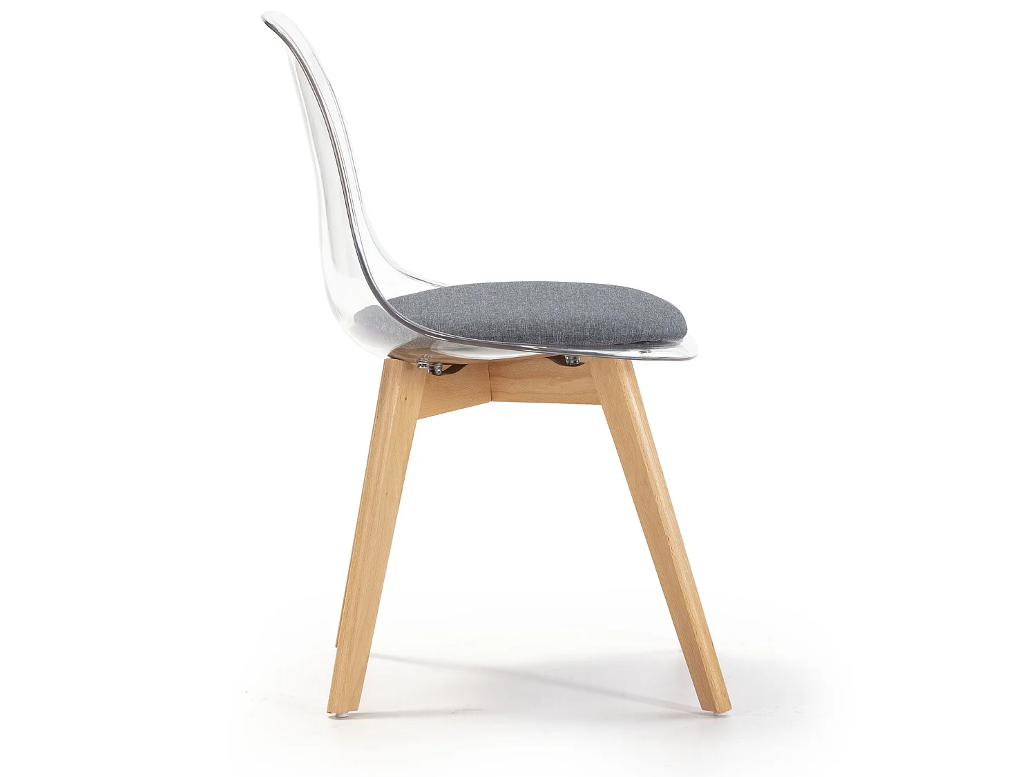 Conjunto de 2 cadeiras de jantar Bruno Transparente, assento acolchoado