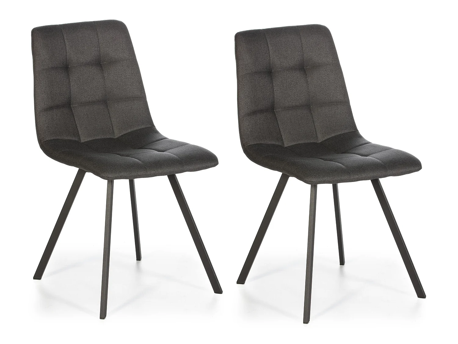 Set de 2 chaises Salle à Manger Mila Tapissées Gris Froncé, 58 cm x 45 cm x 90 cm