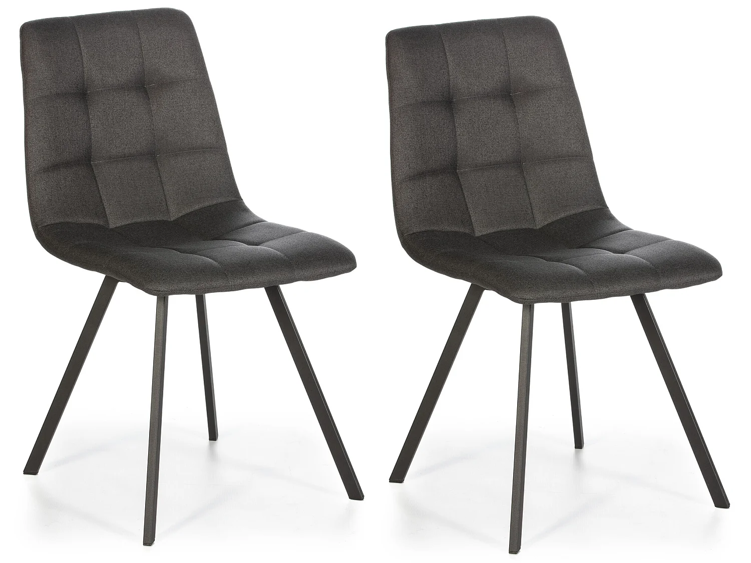 Set de 2 chaises Salle à Manger Mila Tapissées Gris Froncé, 58 cm x 45 cm x 90 cm