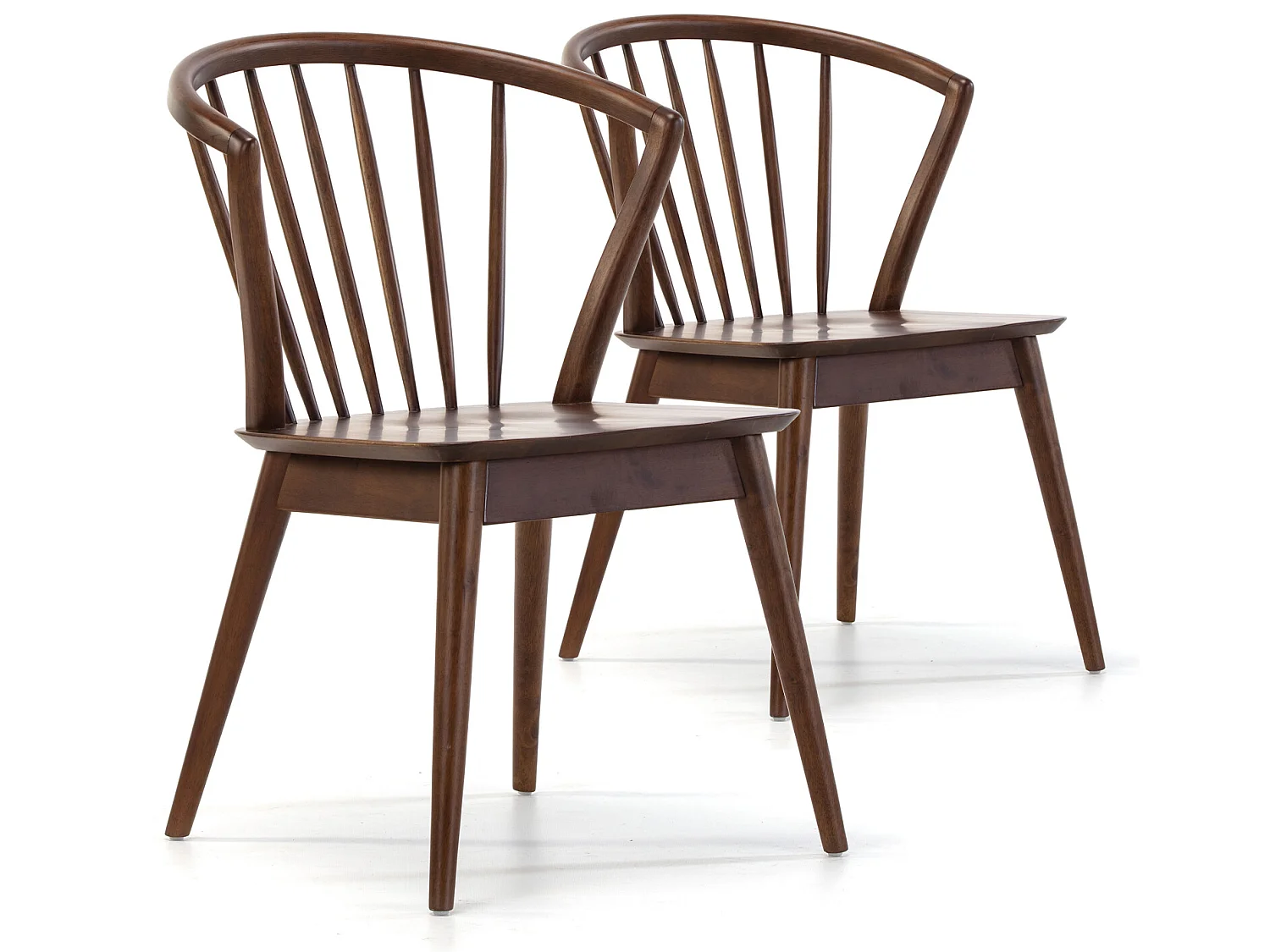 Pack 2 sedie Mura colore noce, legno massello, 55 x 58,5 x 84 cm