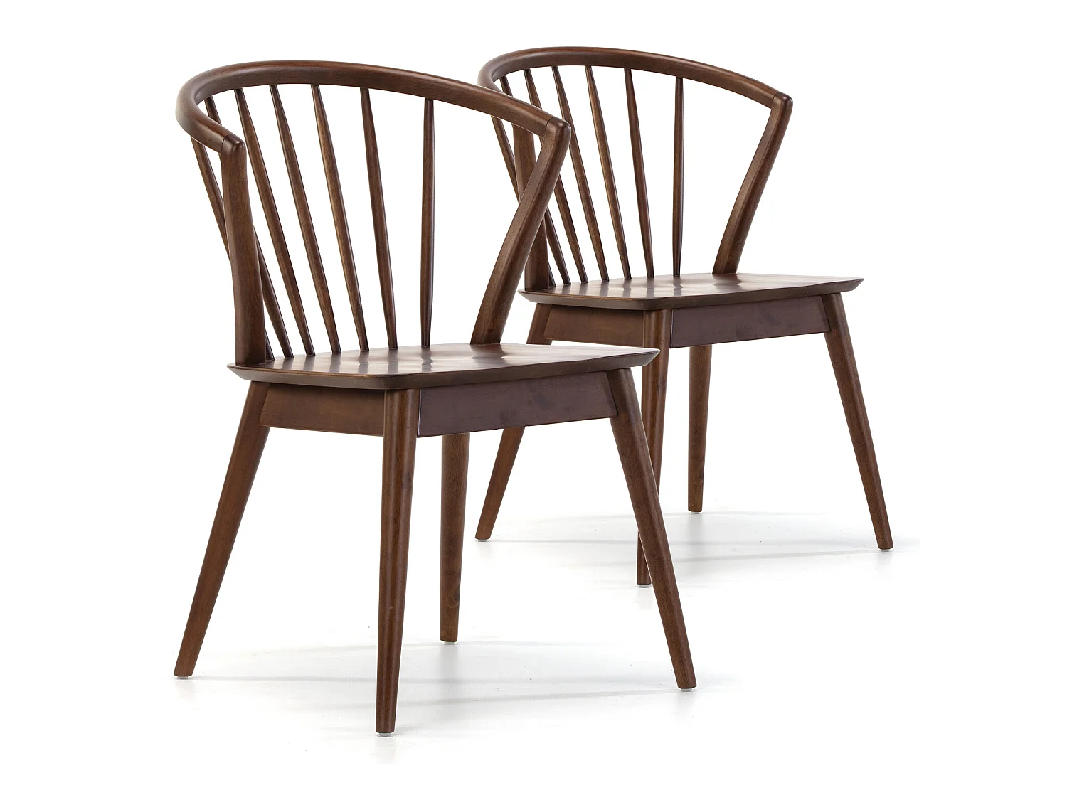 Set van 2 stoelen Mura Kleur Walnoot, Massief Hout, 55 x 58,5 x 84 cm