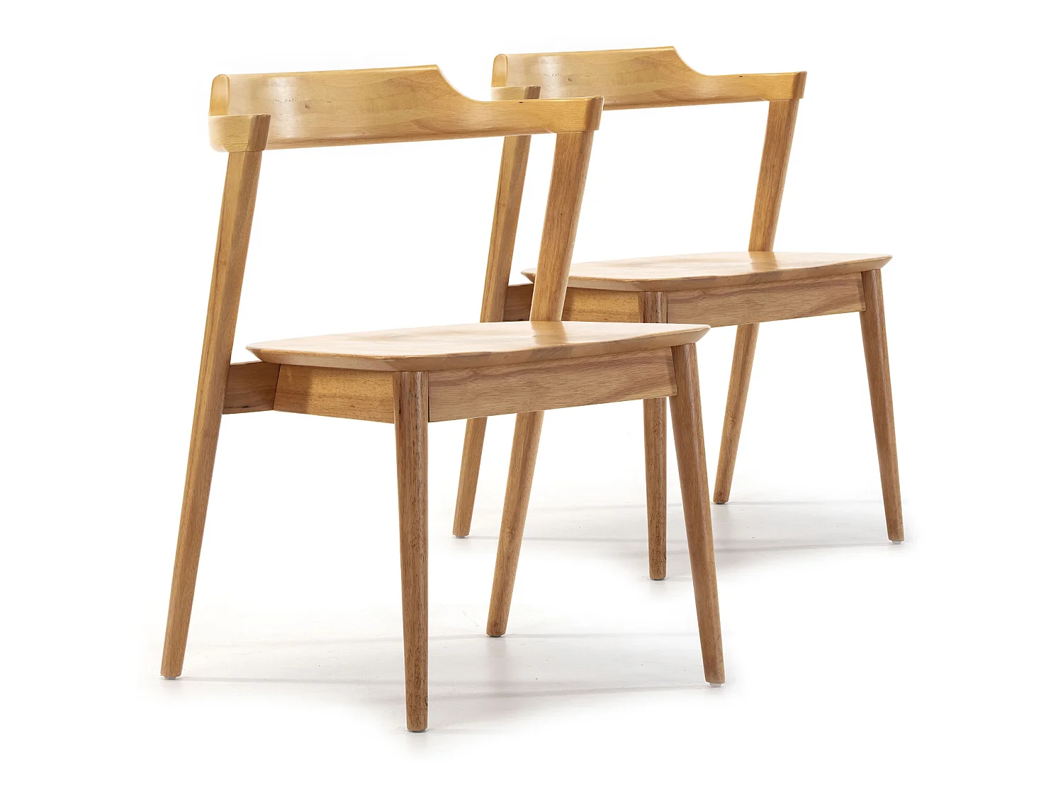 Pack 2 chaises Venus, Couleur Chêne, Bois Massif, 58 cm x 57,5 cm x 76 cm