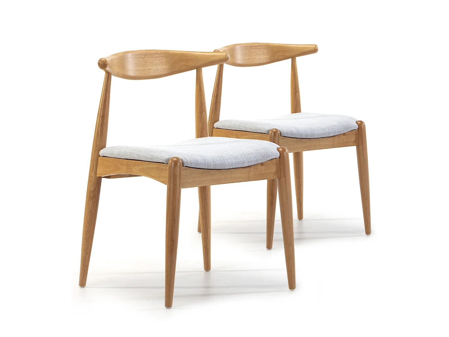 Pack 2 chaises Corzo, Couleur Chêne, Bois Massif, 52,5 cm x 50 cm x 74.5 cm