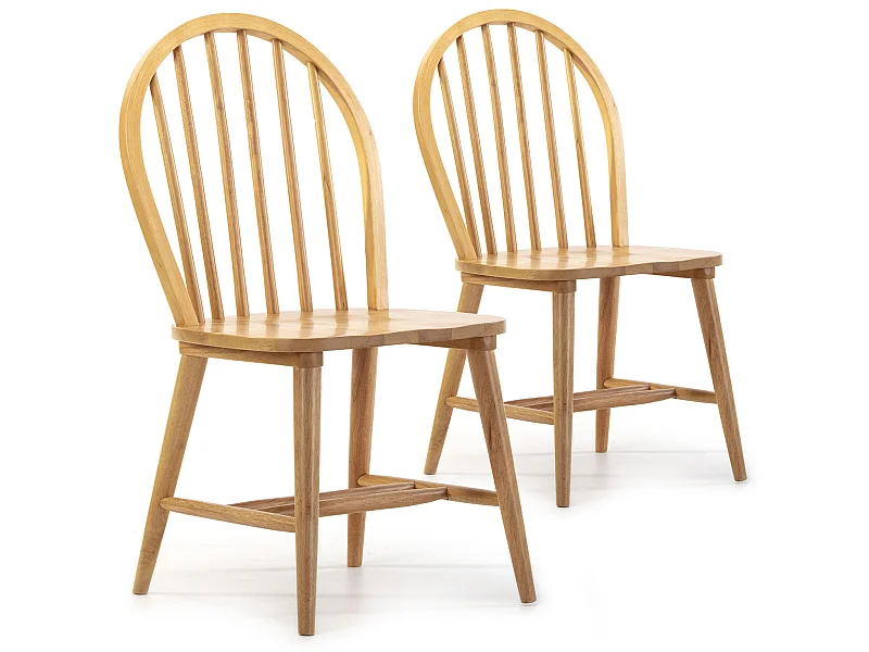 Pack 2 chaises Clarck Couleur Chêne, Bois Massif, 48 cm x 48 cm x 92 cm