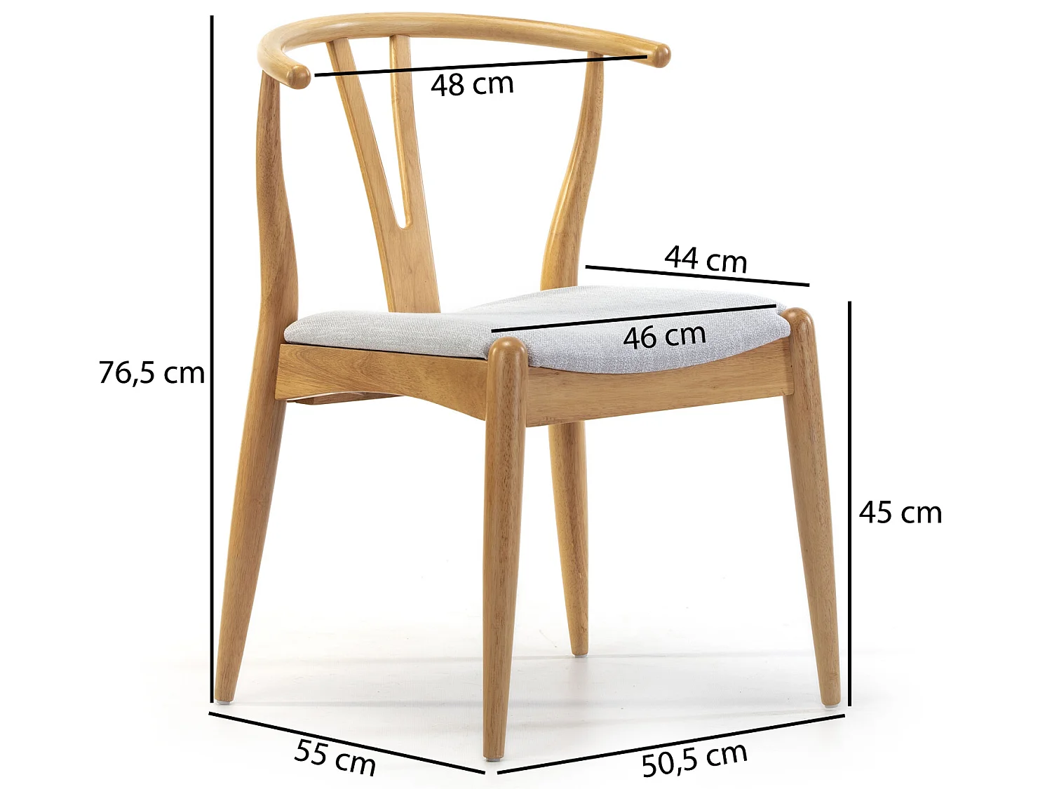 Pack 2 sedie Rustic colore rovere, legno massello, 55 x 54,5 x 76 cm