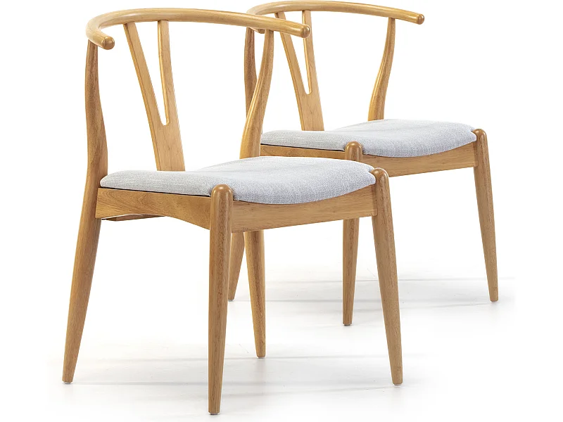 Set van 2 stoelen Rustic Kleur Eiken, Massief Hout, 55 x 54,5 x 76 cm