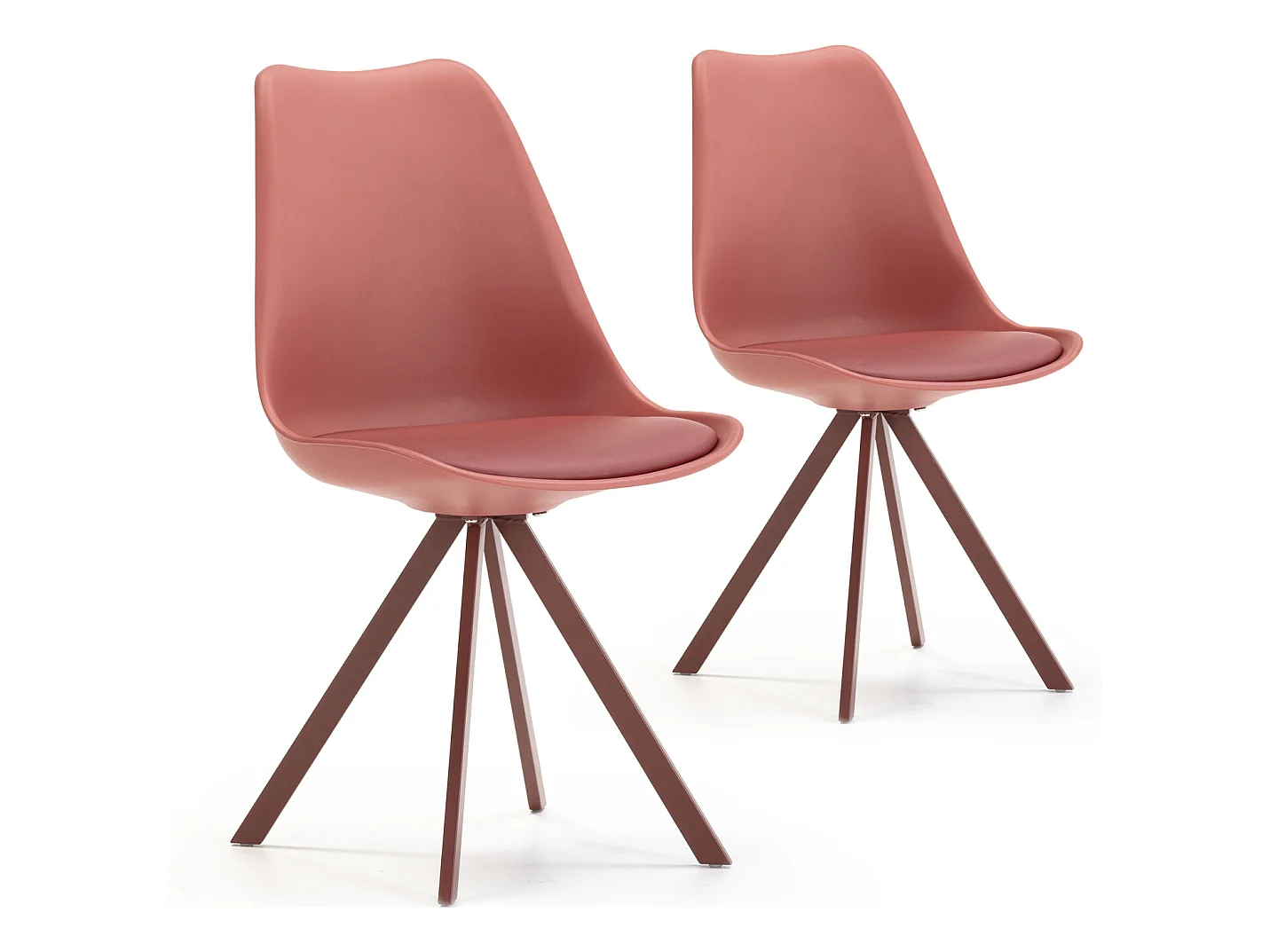 Pack 2 chaises Salle à Manger Cross Style Nordique Rouge, 54 cm x 49 cm x 84 cm
