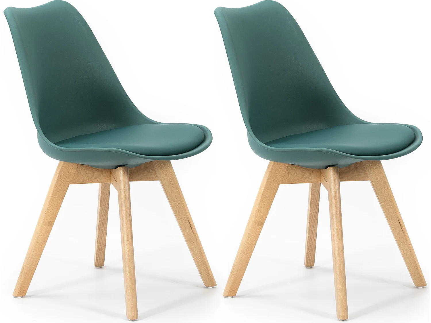 Lot de 2 Chaises Klara Bleu tapissées en Cuir synthétique avec Pieds Bois