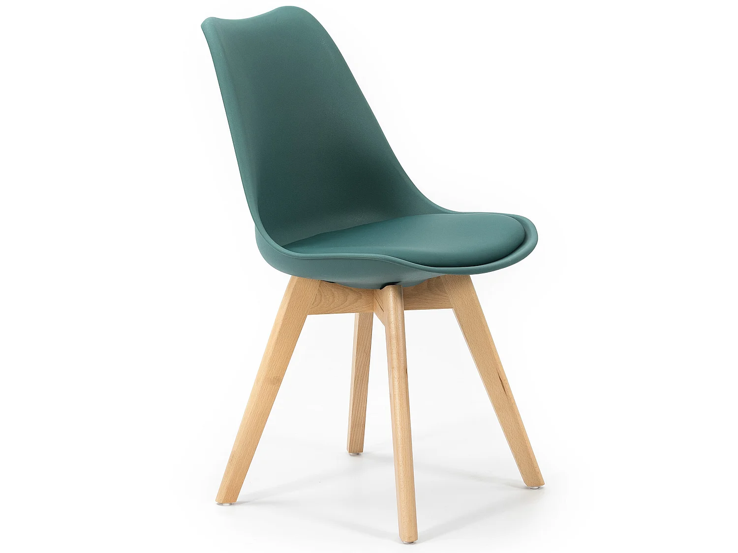 Lot de 2 Chaises Klara Bleu tapissées en Cuir synthétique avec Pieds Bois