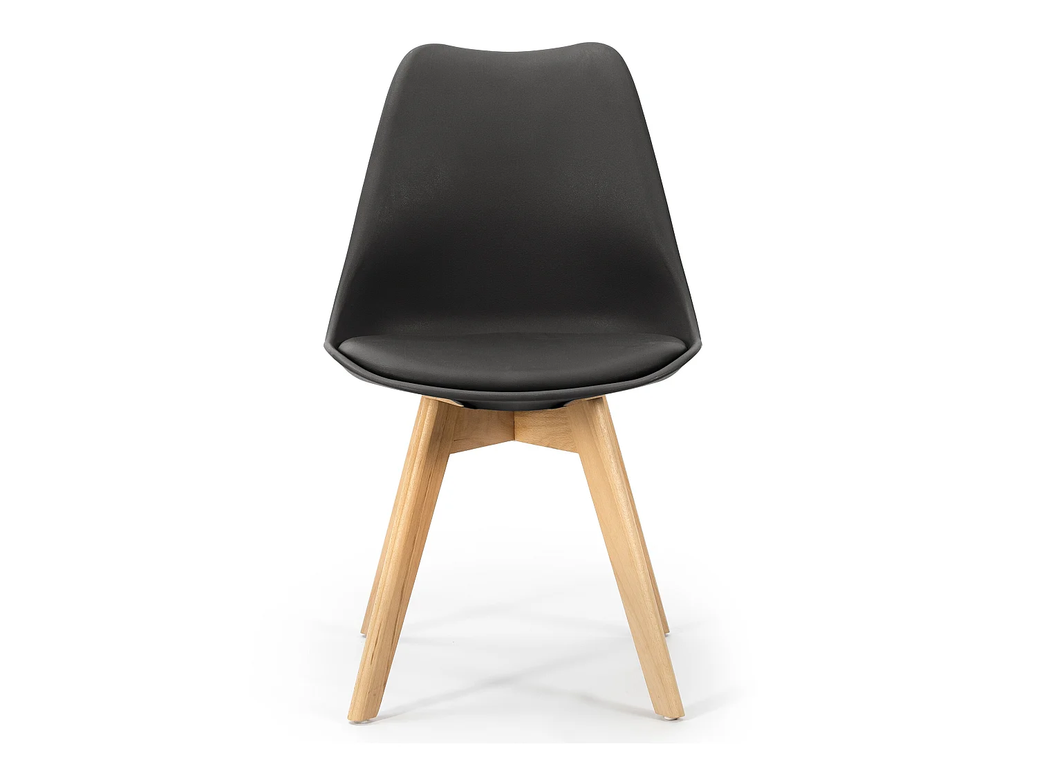 Pack 2 sillas Klara Negro, Pata Madera y Asiento Acolchado