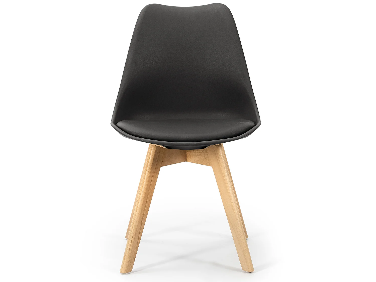 Lot de 2 Chaises Klara Noir tapissées en Cuir synthétique avec Pieds Bois