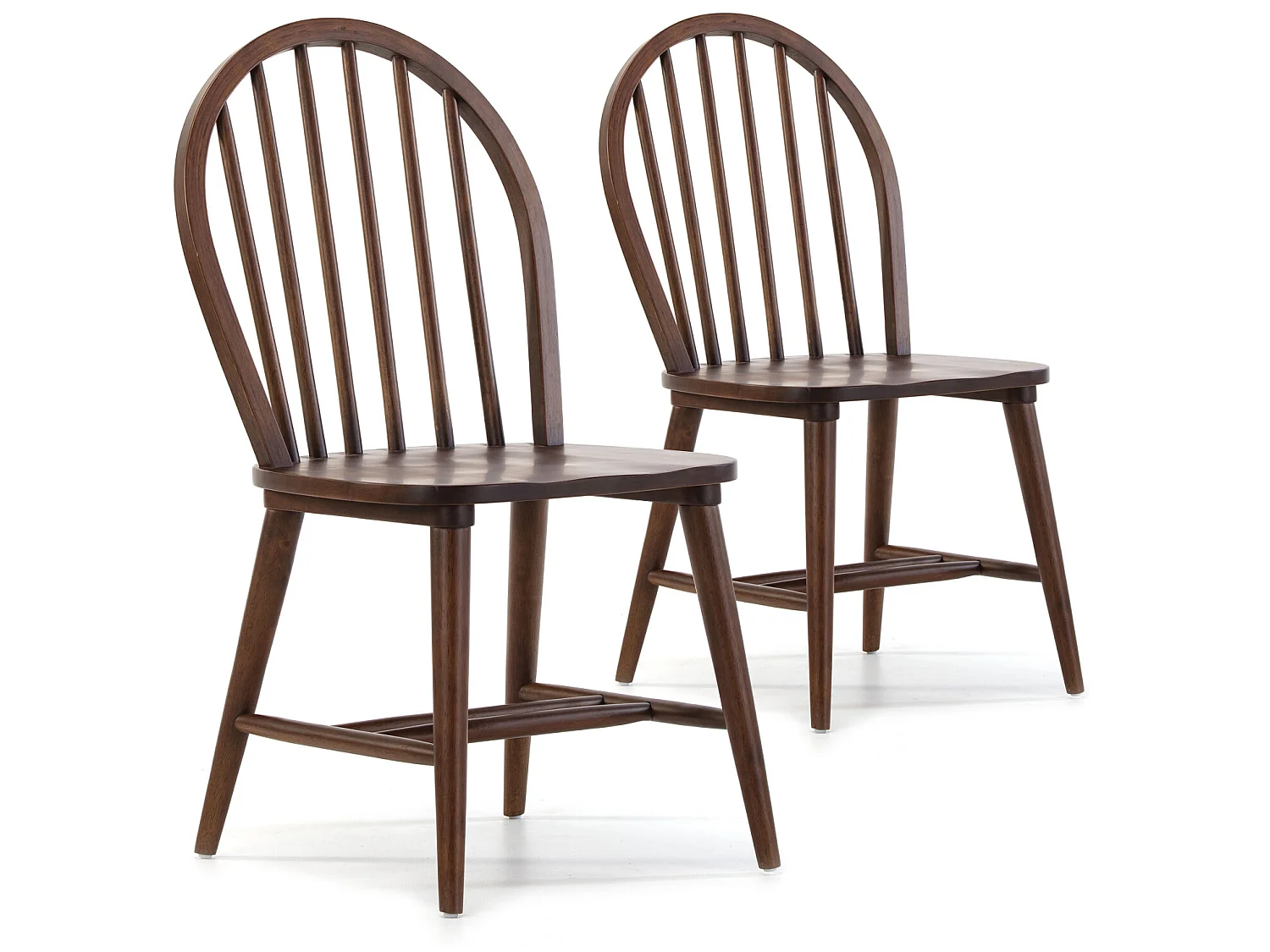 Pack 2 chaises Clarck Couleur Noyer, Bois Massif, 48 cm x 48 cm x 92 cm