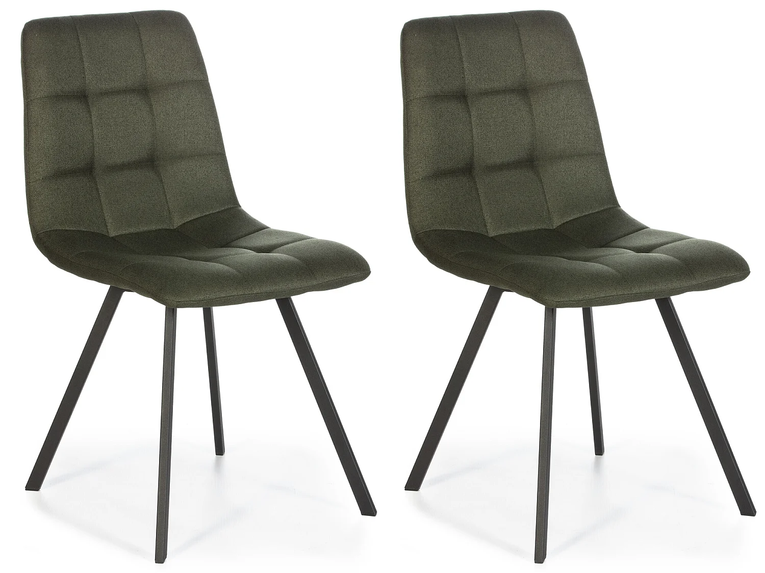 Set de 2 chaises Salle à Manger Mila Tapissées Vert, 58 cm x 45 cm x 90 cm