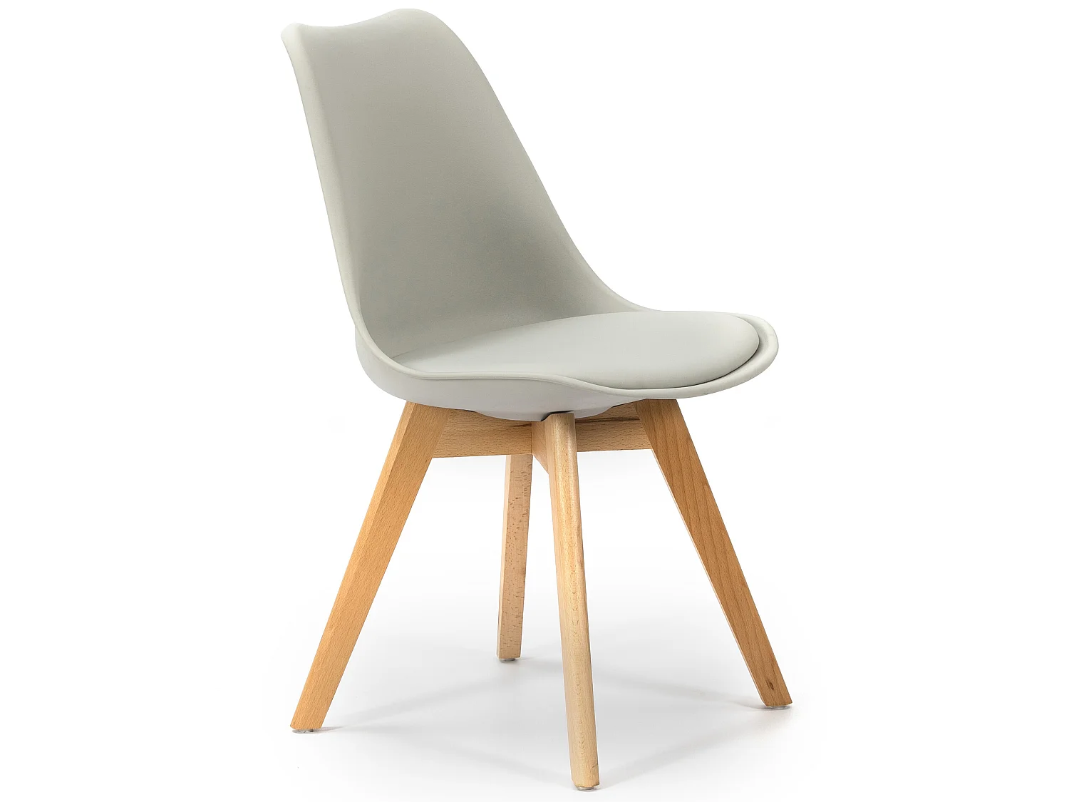 Lot de 4 Chaises Klara Gris tapissées en Cuir synthétique avec Pieds Bois