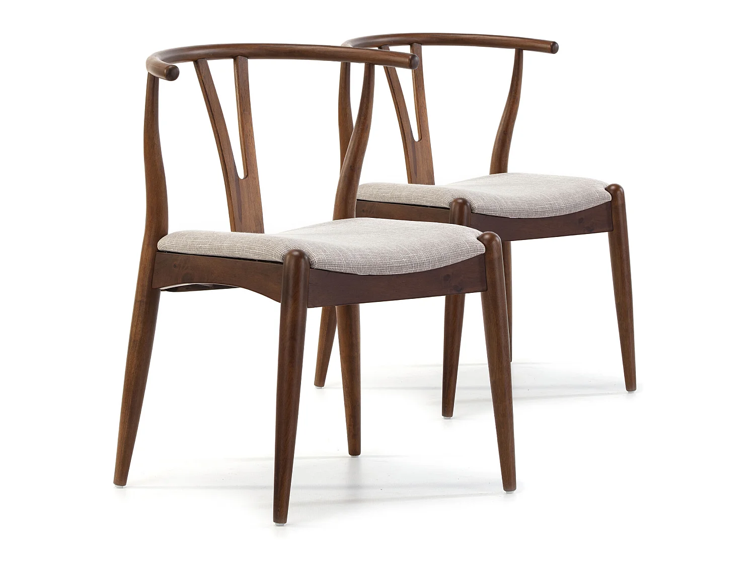 Pack 2 chaises Rustic, Couleur Noyer, Bois Massif, 55 cm x 54,5 cm x 76 cm