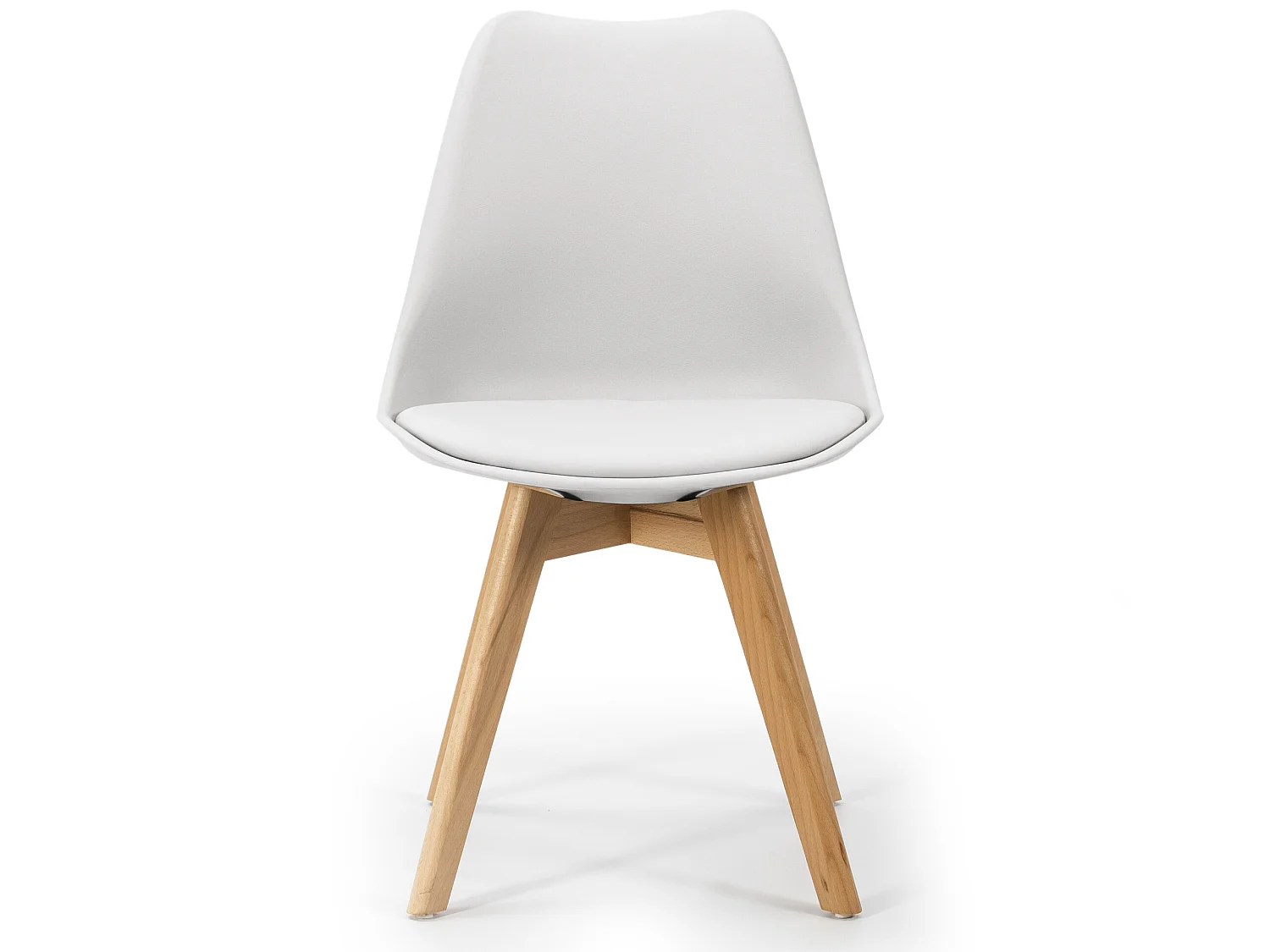 2 stoelen Klara Wit, Houten poten en Gewatteerde zitting