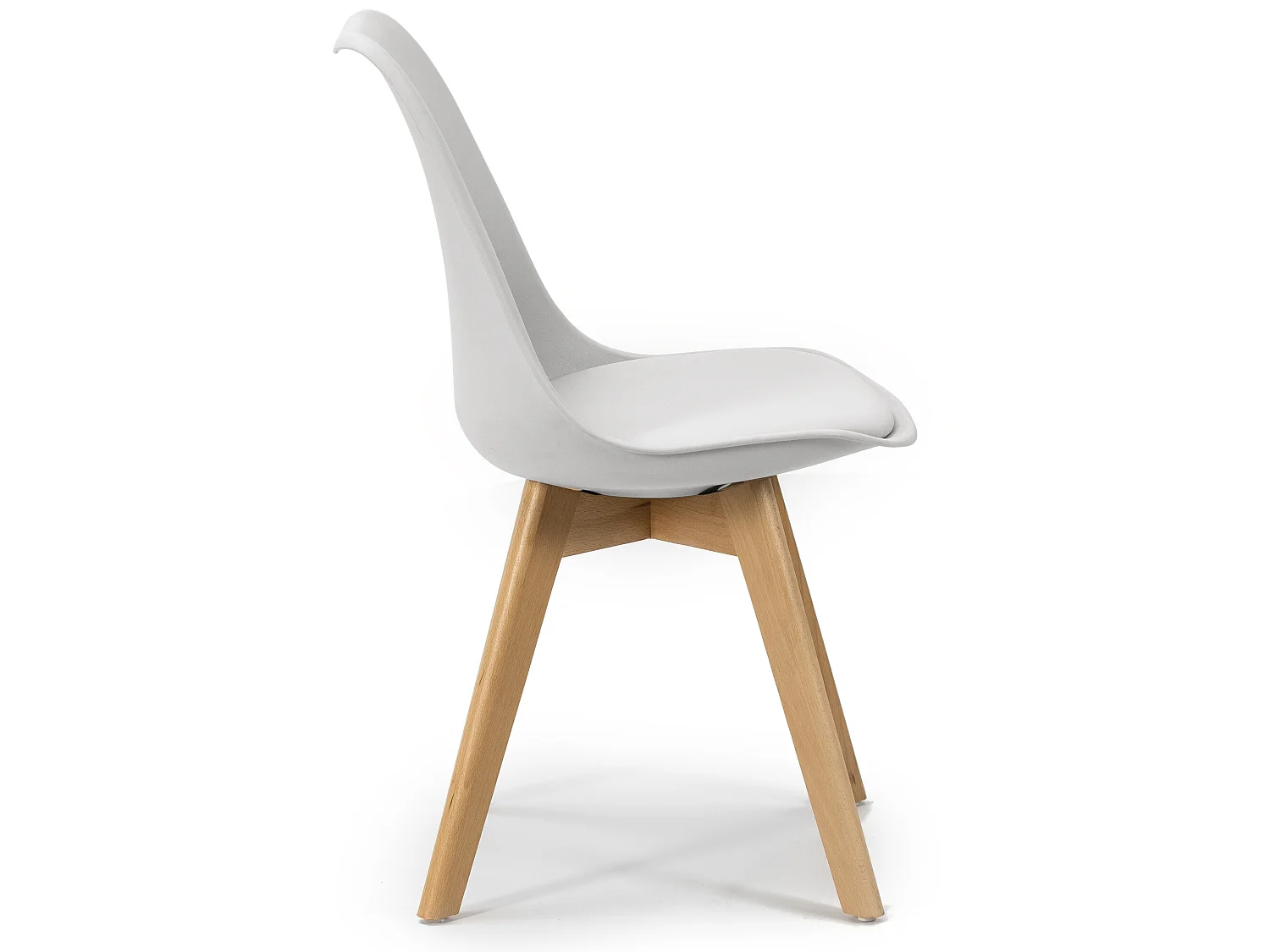 2 stoelen Klara Wit, Houten poten en Gewatteerde zitting