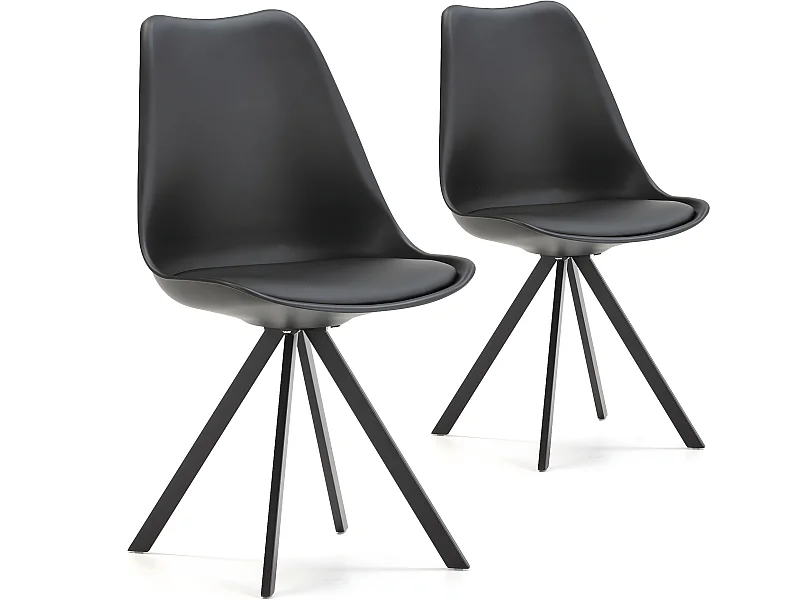 Set van 2 eetkamerstoelen Cross Nordic Style Zwart, 54 x 49 x 84 cm