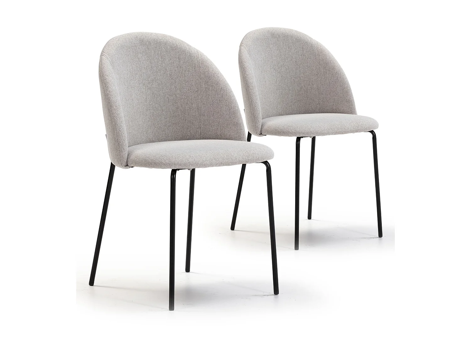 Set van 2 eetkamerstoelen Kenia, bekleed met beige stof, 43 x 47 x 78,5 cm.