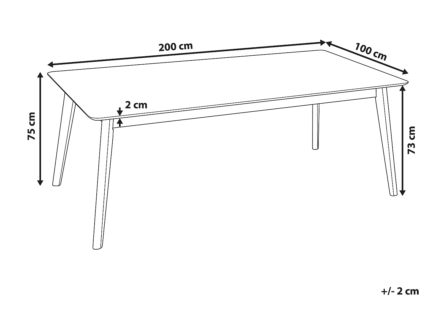 Table de repas MADOX Noyer foncé 200 cm 100 cm