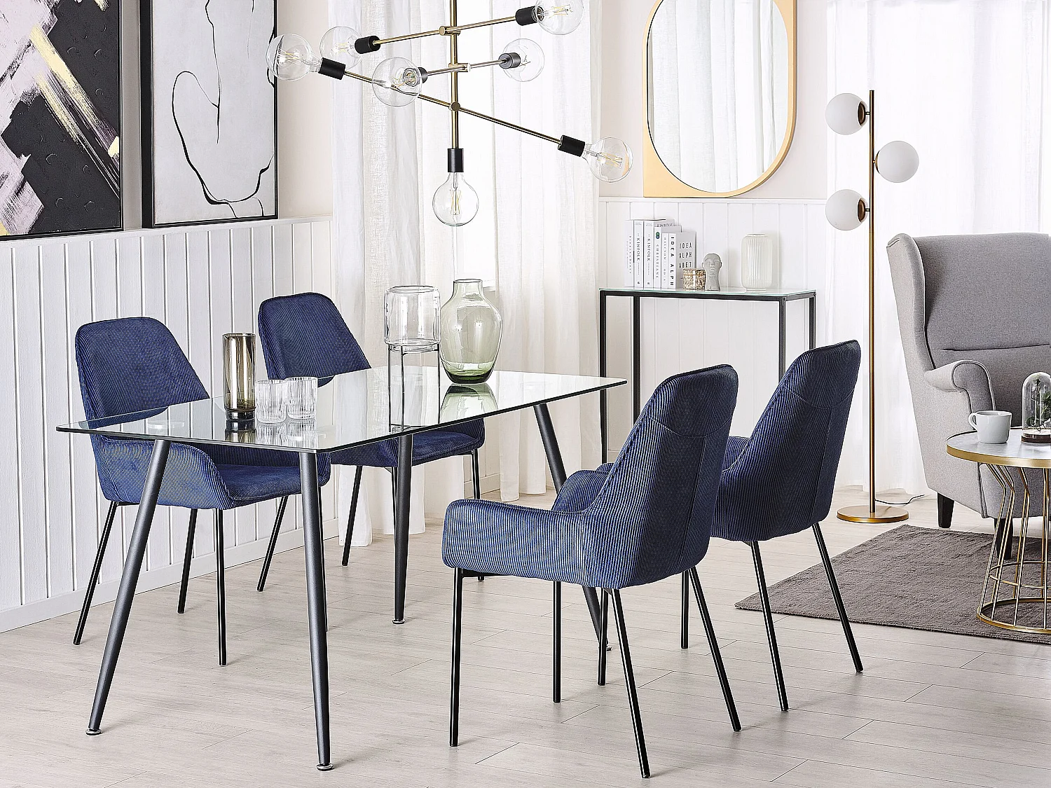 Eettafel MIDLAND Zwart 140 cm 80 cm Veiligheidsglas