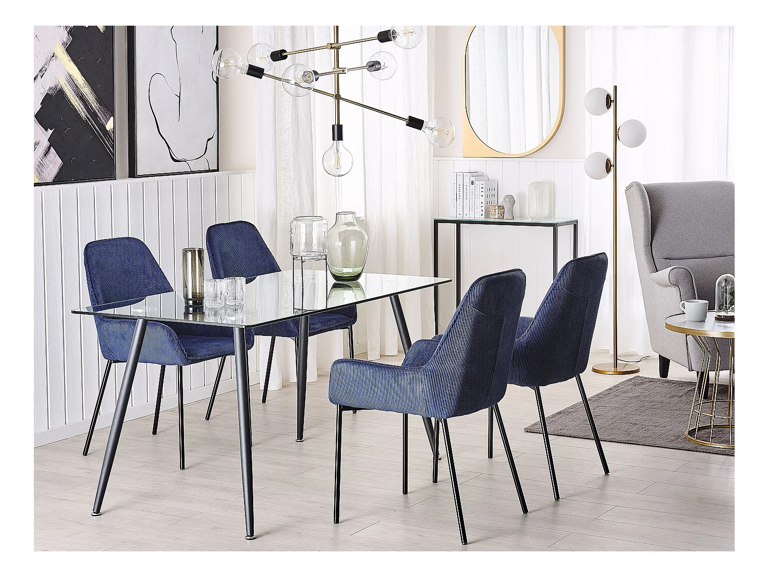 Table de repas MIDLAND Noir 140 cm 80 cm Verre de sécurité