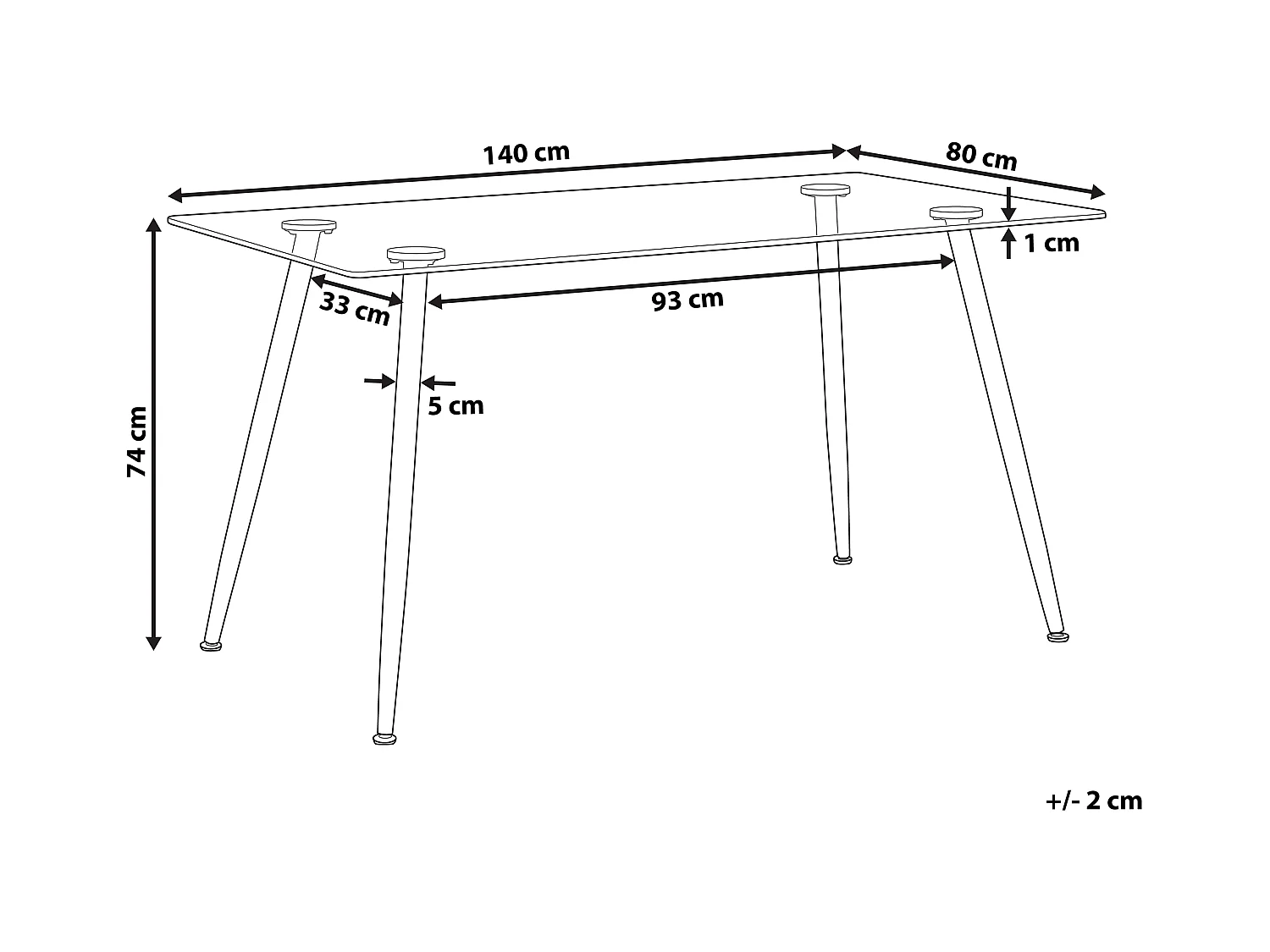 Table de repas MIDLAND Noir 140 cm 80 cm Verre de sécurité