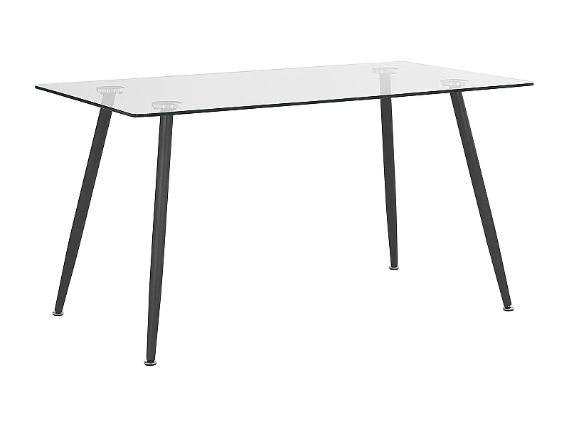 Table de repas MIDLAND Noir 140 cm 80 cm Verre de sécurité