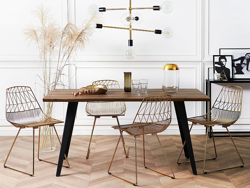 Esstisch dunkler Holzfarbton/schwarz 160 x 90 cm MDF-Platte minimalistisch Witney