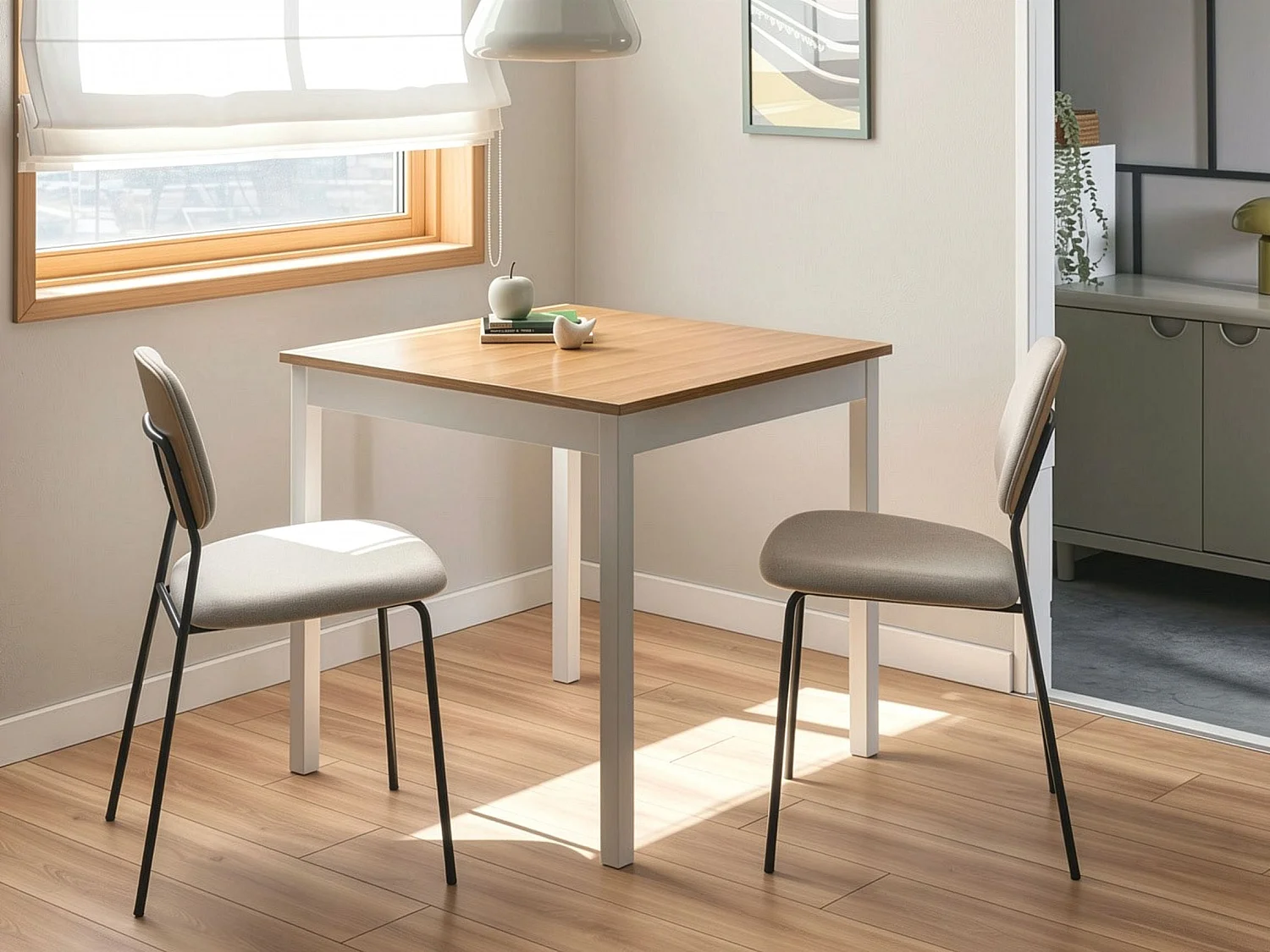 Table de repas BATTERSBY Chêne clair 80 cm 80 cm